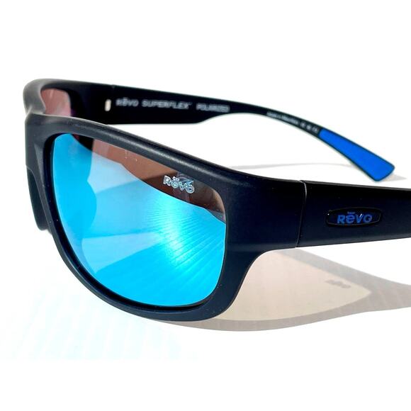 Revo CAPER Sunglasses POLARIZED Matte Black SuperFlex Blue Water Lens 1092 01 BL - Picture 3 of 13